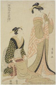 Mujer a la moda vistiéndose, octubre 1806